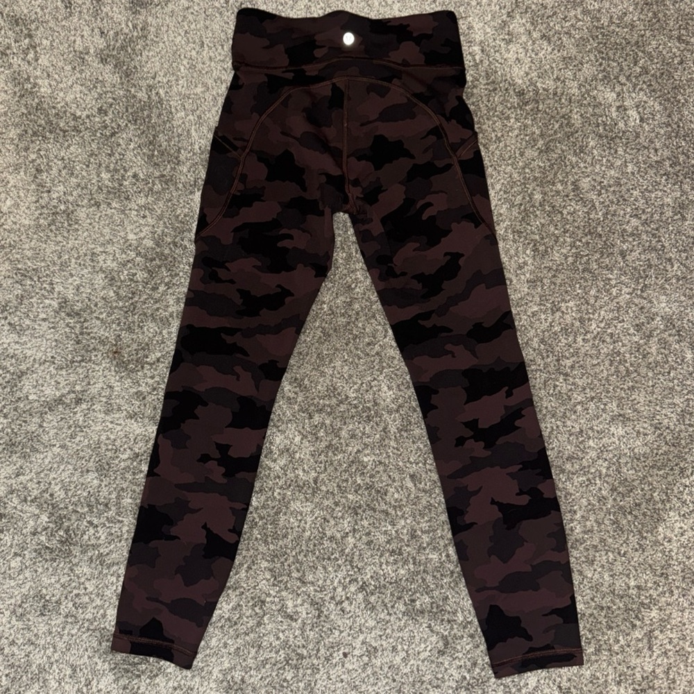 Lululemon Wunder Train High Rise Tight Heritage 365 Camo Brown Earth Sz 6